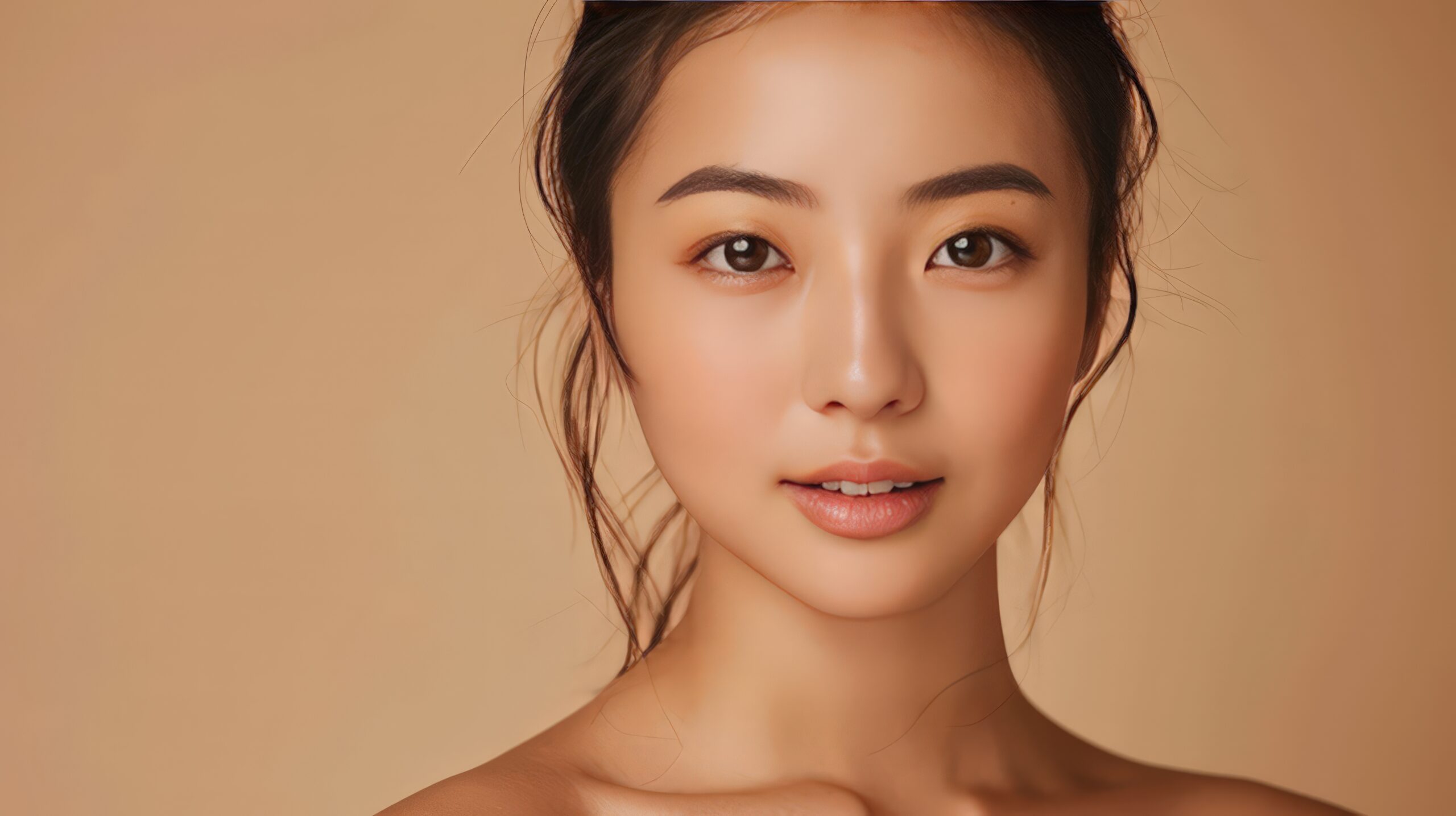 Close-up of clear, radiant complexion on smooth skin